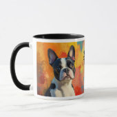 Boston Terrier Portrait Abstrakt Background Tasse (Links)