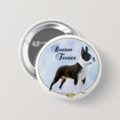 Boston Terrier Portrait Button (Vorne & Hinten)