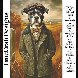 Boston Terrier Portrait in Landschaft CG7 Decoupag Seidenpapier