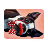 Boston Terrier Portrait mit Red Bow Krawatte und 2 Magnet (Horizontal)
