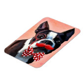 Boston Terrier Portrait mit Red Bow Krawatte und 2 Magnet (Linke Seite)