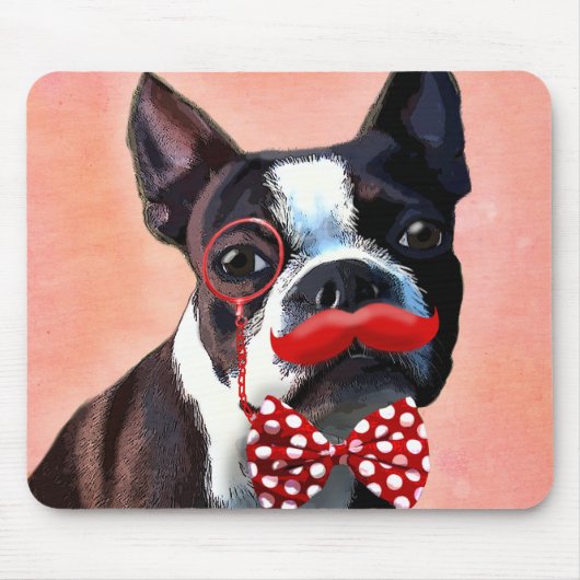 Boston Terrier Portrait mit Red Bow Krawatte und 2 Mousepad (Vorne)