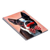 Boston Terrier Portrait mit Red Bow Krawatte und 2 Notizblock (Rechte Seite)