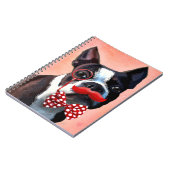 Boston Terrier Portrait mit Red Bow Krawatte und 2 Notizblock (Linke Seite)