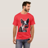 Boston Terrier Portrait mit Red Bow Krawatte und 2 T-Shirt (Vorne ganz)