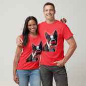 Boston Terrier Portrait mit Red Bow Krawatte und 2 T-Shirt (Unisex)