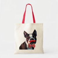 Boston Terrier Portrait mit Red Bow Krawatte und 2