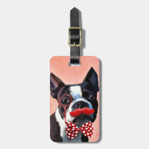 Boston Terrier Portrait mit Red Bow Krawatte und 3 Gepäckanhänger
