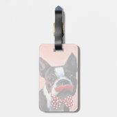 Boston Terrier Portrait mit Red Bow Krawatte und 3 Gepäckanhänger (Rückseite vertikal)
