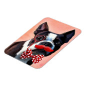 Boston Terrier Portrait mit Red Bow Krawatte und 3 Magnet (Linke Seite)