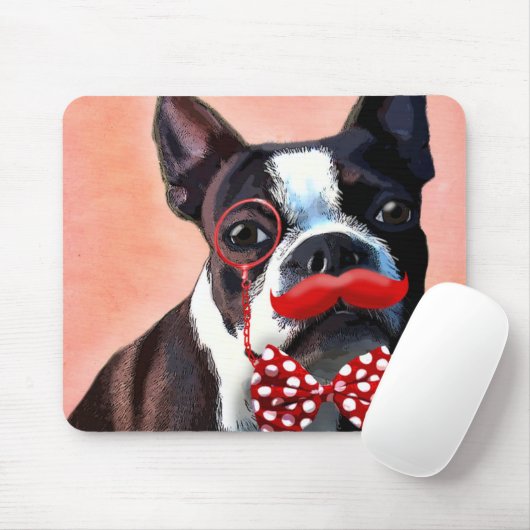Boston Terrier Portrait mit Red Bow Krawatte und 3 Mousepad (Mit Mouse)