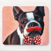 Boston Terrier Portrait mit Red Bow Krawatte und 3 Mousepad (Vorne)