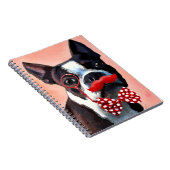 Boston Terrier Portrait mit Red Bow Krawatte und 3 Notizblock (Rechte Seite)
