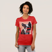 Boston Terrier Portrait mit Red Bow Krawatte und 3 T-Shirt (Vorne ganz)