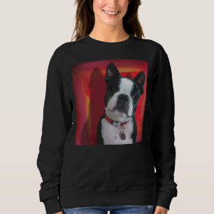 Boston Terrier Portrait on Red Background Sweatshirt