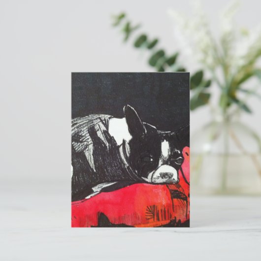Boston Terrier Postkarte (Stehend Vorderseite)