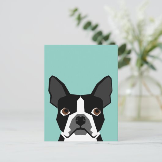 Boston Terrier Postkarte (Stehend Vorderseite)