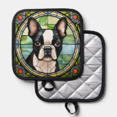 Boston Terrier Pot Holders Topflappen (Vorderseite/Rückseite)