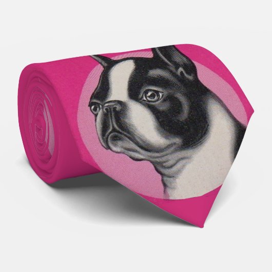 Boston Terrier Print Krawatte (Gerollt)