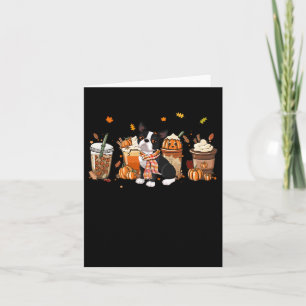 Boston Terrier Pumpkin Gewürz Latte Iced Herbsthun Karte