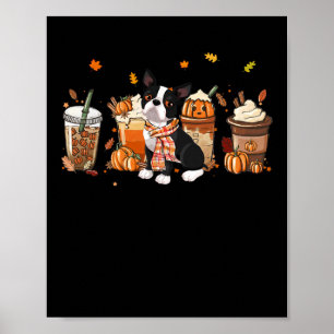 Boston Terrier Pumpkin Gewürz Latte Iced Herbsthun Poster