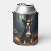 Boston Terrier Pumpkins Halloween Beängstigend Dosenkühler (Kanne Rückseite)