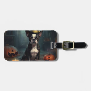Boston Terrier Pumpkins Halloween Beängstigend Gepäckanhänger