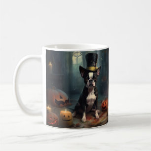 Boston Terrier Pumpkins Halloween Beängstigend Kaffeetasse