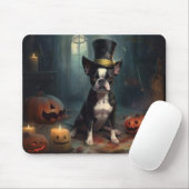 Boston Terrier Pumpkins Halloween Beängstigend Mousepad (Mit Mouse)