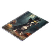 Boston Terrier Pumpkins Halloween Beängstigend Notizblock (Linke Seite)