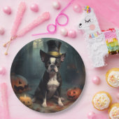 Boston Terrier Pumpkins Halloween Beängstigend Pappteller (Party)