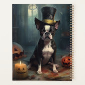 Boston Terrier Pumpkins Halloween Beängstigend Planer (Rückseite)