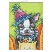 BOSTON TERRIER PUP, HALLOWEN CLOWEN DOG CARD Blank (Vorne)