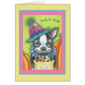 BOSTON TERRIER PUP, HALLOWEN CLOWEN DOG CARD Verse (Vorne)