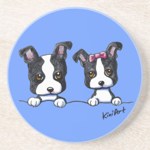 Boston Terrier Puppies Sandstein Untersetzer