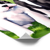 Boston Terrier Puppies Wasserfarben Kunst, Dichtun Poster (Ecke)