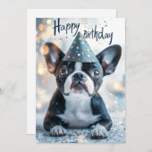 Boston Terrier Puppy Birthday Party Einladung (Vorne/Hinten)