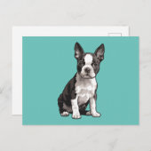 Boston Terrier Puppy Dock Postkarte (Vorne/Hinten)