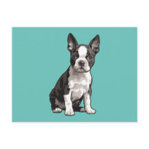 Boston Terrier Puppy Dock Postkarte