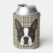 Boston Terrier Puppy Dog Tartan Kariert Dosenkühler (Kanne Vorderseite)