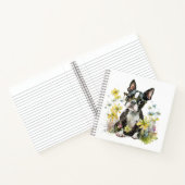 Boston Terrier Puppy mit Brille in Wildblumen Notizblock (Innenseite)
