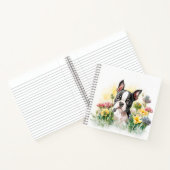 Boston Terrier Puppy umgeben von Wildblumen Notizblock (Innenseite)