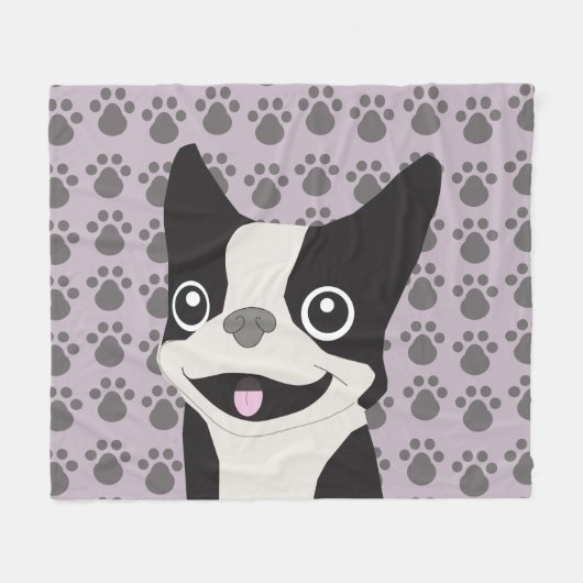 Boston Terrier, Purple lavender Fleecedecke (Vorderseite (Horizontal))