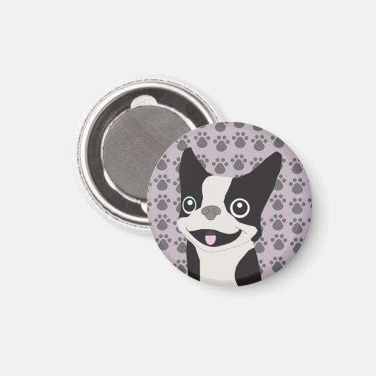 Boston Terrier, Purple lavender Magnet (Vorderseite/Rückseite)
