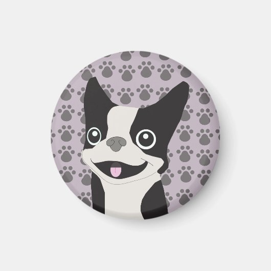Boston Terrier, Purple lavender Magnet (Vorne)