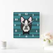 Boston Terrier Quadratische Wanduhr (Zuhause)