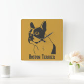 Boston Terrier Quadratische Wanduhr (Zuhause)