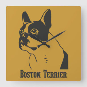 Boston Terrier Quadratische Wanduhr