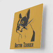 Boston Terrier Quadratische Wanduhr (Winkel)