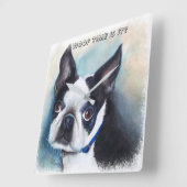 BOSTON TERRIER QUADRATISCHE WANDUHR (Winkel)